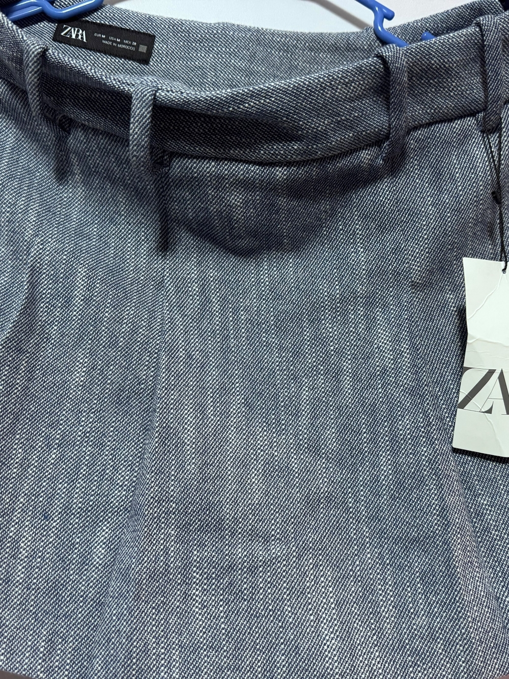 ZARA Light Blue Denim-Effect Skirt